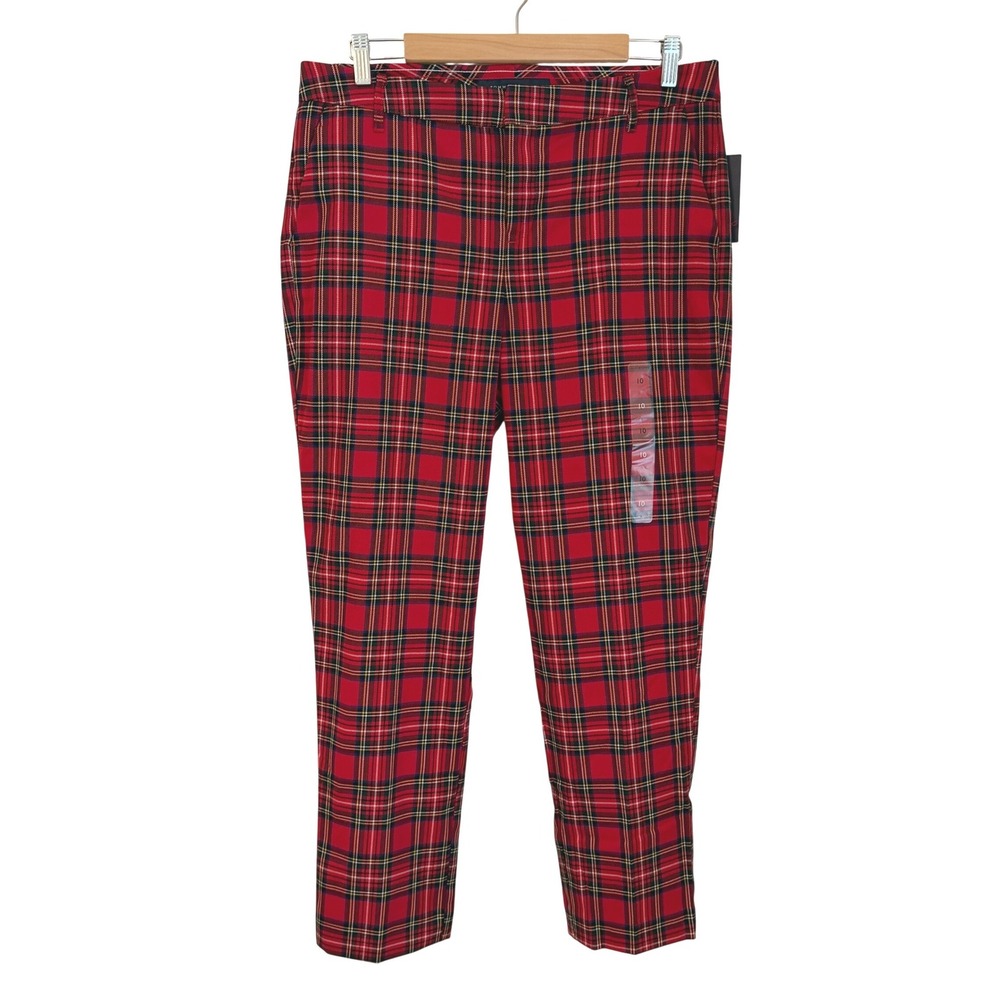 Tommy Hilfiger Hampton Trousers pants Size 10 Tartan Plaid preppy career nerdy
